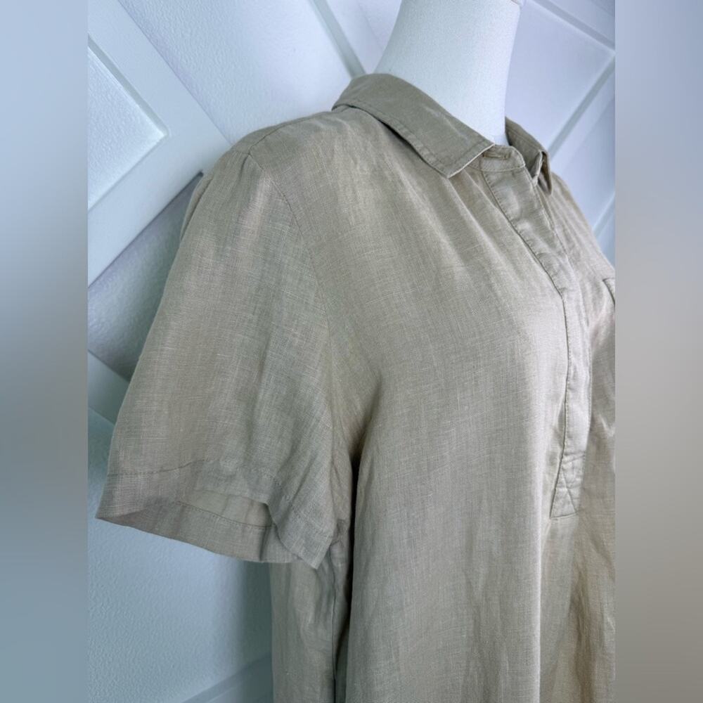 NWOT Michael Stars Ola Utility 100% Linen Mini Shirt Dress Tan Size Medium - Picture 4 of 11